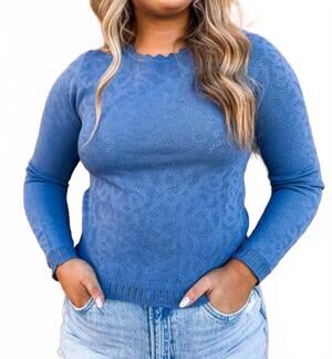 NEW CURRENT AIR aegean pointelle sweater in blue